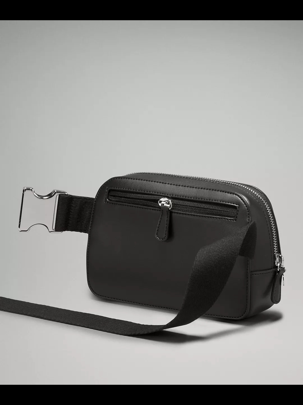 lululemon Black Leather Alternative Belt Bag 1L Silver Hardware NWT Dustbag - Picture 3 of 10
